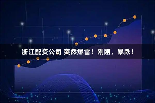 浙江配资公司 突然爆雷！刚刚，暴跌！