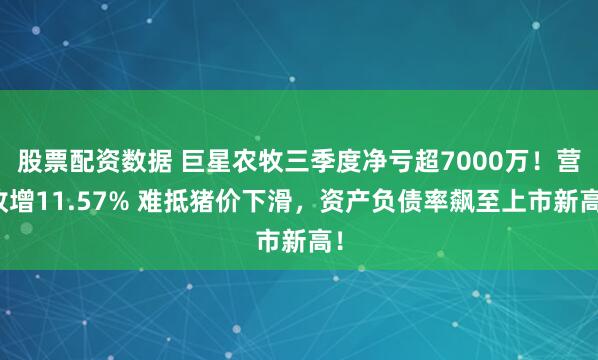 股票配资数据 巨星农牧三季度净亏超7000万！营收增11.57% 难抵猪价下滑，资产负债率飙至上市新高！